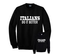 Felpa ITALIANS DO IT BETTER nera con cappuccio o girocollo stile madonna italia