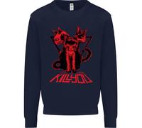 Felpa Jumper Demoniaca Con Gatti Halloween Horror Streghe Demoni Uomo