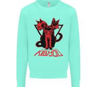 Felpa Jumper Demoniaca Con Gatti Halloween Horror Streghe Demoni Uomo