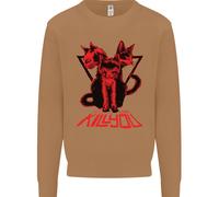 Felpa Jumper Demoniaca Con Gatti Halloween Horror Streghe Demoni Uomo