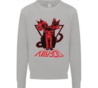 Felpa Jumper Demoniaca Con Gatti Halloween Horror Streghe Demoni Uomo