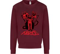 Felpa Jumper Demoniaca Con Gatti Halloween Horror Streghe Demoni Uomo