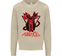 Felpa Jumper Demoniaca Con Gatti Halloween Horror Streghe Demoni Uomo
