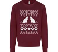 Felpa Jumper Divertente Di Natale Per Gatti Meow Purr Per Bambini
