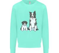 Felpa Jumper Per Bambini Con Border Collie E Cucciolo