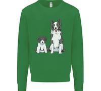 Felpa Jumper Per Bambini Con Border Collie E Cucciolo