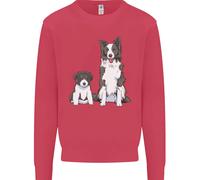 Felpa Jumper Per Bambini Con Border Collie E Cucciolo