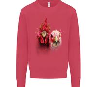 Felpa Jumper Per Bambini Con Due Galline Colorate Acquerello