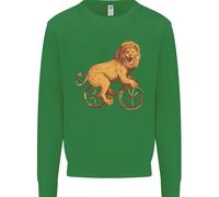 Felpa Jumper Per Bambini Con Un Leone Che Cavalca Una Bici