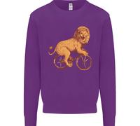 Felpa Jumper Per Bambini Con Un Leone Che Cavalca Una Bici