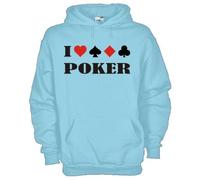 Felpa KD03_Celeste I love Amo il poker Cuori Picche Quadri Fiori