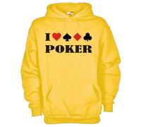 Felpa KD03_Giallo I love Amo il poker Cuori Picche Quadri Fiori