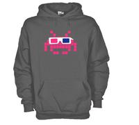 Felpa KD28 Space 3D space invader, Retro Game, Videogame Vintage Felpa cappuccio