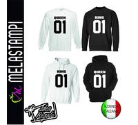 Felpa King Queen 01 numero personalizzato idea regalo san valentino cod.24