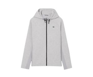 Felpa Lacoste con Cappuccio Sportiva Traspirante Grigio Chiaro : XXL