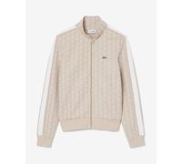 Felpa Lacoste Paris Monogram Full Zip beige bianco - L