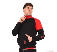 Felpa leggera aperta Ufficiale AC MILAN 100% cotone rosso nera
