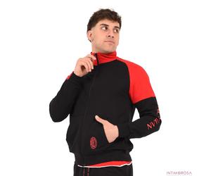 Felpa leggera aperta Ufficiale AC MILAN 100% cotone rosso nera
