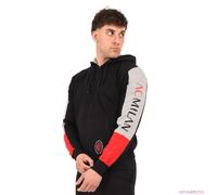 Felpa leggera con cappuccio Ufficiale AC MILAN cotone nero, grigio melange