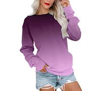 Felpa leggera da donna Uk da donna a maniche lunghe felpa girocollo casual pullover tinta unita felpe maglioni autunnali con tasche camicetta top caldo outwear camicetta pullover, G, L