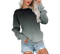 Felpa leggera da donna Uk da donna a maniche lunghe felpa girocollo casual pullover tinta unita felpe maglioni autunnali con tasche camicetta top caldo outwear camicetta pullover, F, M