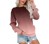 Felpa leggera da donna Uk da donna a maniche lunghe felpa girocollo casual pullover tinta unita felpe maglioni autunnali con tasche camicetta top caldo outwear camicetta pullover, H, L