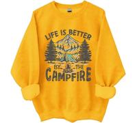 Felpa Life Is Better By The Campfire, Life Is Better By The Campfire, Camicie da campeggio per donna uomo, Giallo, 3XL