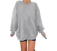 Felpa Los Angeles da donna - Pullover oversize a maniche lunghe - Girocollo - Basic - Senza cappuccio - Per adolescenti e ragazze - Vintage, grigio, S