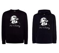 Felpa Ludwig Van Beethoven Nera felpata con Cappuccio o Girocollo musica classic