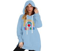 Felpa lunga con scritta "Teacher For The Ladies" Back School Season Womens Long Sleeve Sweatshirts, Azzurro, XXL
