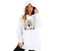 Felpa lunga con scritta "Teacher For The Ladies" Back School Season Womens Long Sleeve Sweatshirts, bianco, M