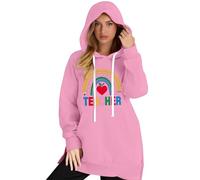 Felpa lunga con scritta "Teacher For The Ladies" Back School Season Womens Long Sleeve Sweatshirts, rosa, XXL