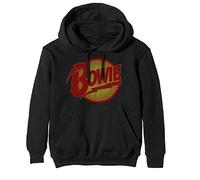 David Bowie Felpa con Cappuccio Vintage Diamond Dogs con Logo Ufficiale Antracite, Nero, M