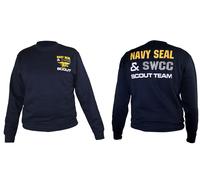 FELPA MAGLIA MILITARE BLU GIROCOLLO NAVY SEALS SCOUT TEAM MADE IN USA ORIGINALE