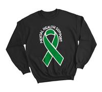 Felpa maglione donna nastro verde consapevolezza salute mentale regalo...