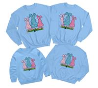 Felpa maglione Family Leopard Print Bunnies Happy Easter abbinata carina #ED