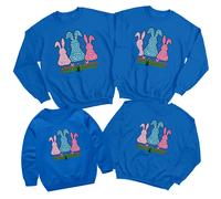 Felpa maglione Family Leopard Print Bunnies Happy Easter abbinata carina #ED