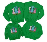 Felpa maglione Family Leopard Print Bunnies Happy Easter abbinata carina #ED