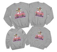 Felpa maglione Happy Easter Family Pink Car with Basket Holiday Matching #ED