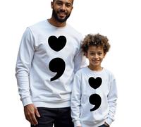 Felpa maglione uomo bambino punto e virgola cuore consapevolezza salute...