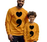 Felpa maglione uomo bambino punto e virgola cuore consapevolezza salute...