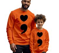 Felpa maglione uomo bambino punto e virgola cuore consapevolezza salute...