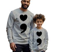 Felpa maglione uomo bambino punto e virgola cuore consapevolezza salute...