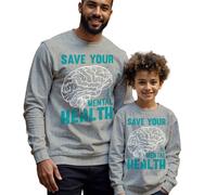 Felpa Maglione Uomo Bambino Salva la Tua Salute Mentale Consapevolezza...