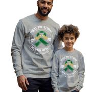 Felpa maglione uomo e bambino nastro verde consapevolezza salute mentale...