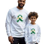 Felpa maglione uomo e bambino nastro verde consapevolezza salute mentale...