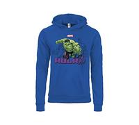 Felpa Marvel con Cappuccio Ufficiale Hulk. Modello Logo Viola. Stampa frontale. Prodotto ufficiale. Unisex. Blu. Taglie da Bambino. (7-8 anni)