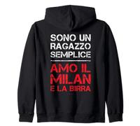 Felpa Milan Birra Zip E Cappuccio Regalo Ragazzo Milanista Felpa con Cappuccio
