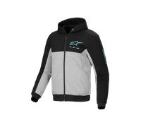 Alpinestars Felpa con cappuccio Chrome V2 Duo Sport con zip da moto Nero/Grigio/Blu Taglia S Uomo