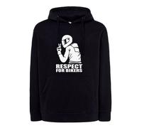 FELPA moto nera Respect for the bikers motociclista con cappuccio o girocollo